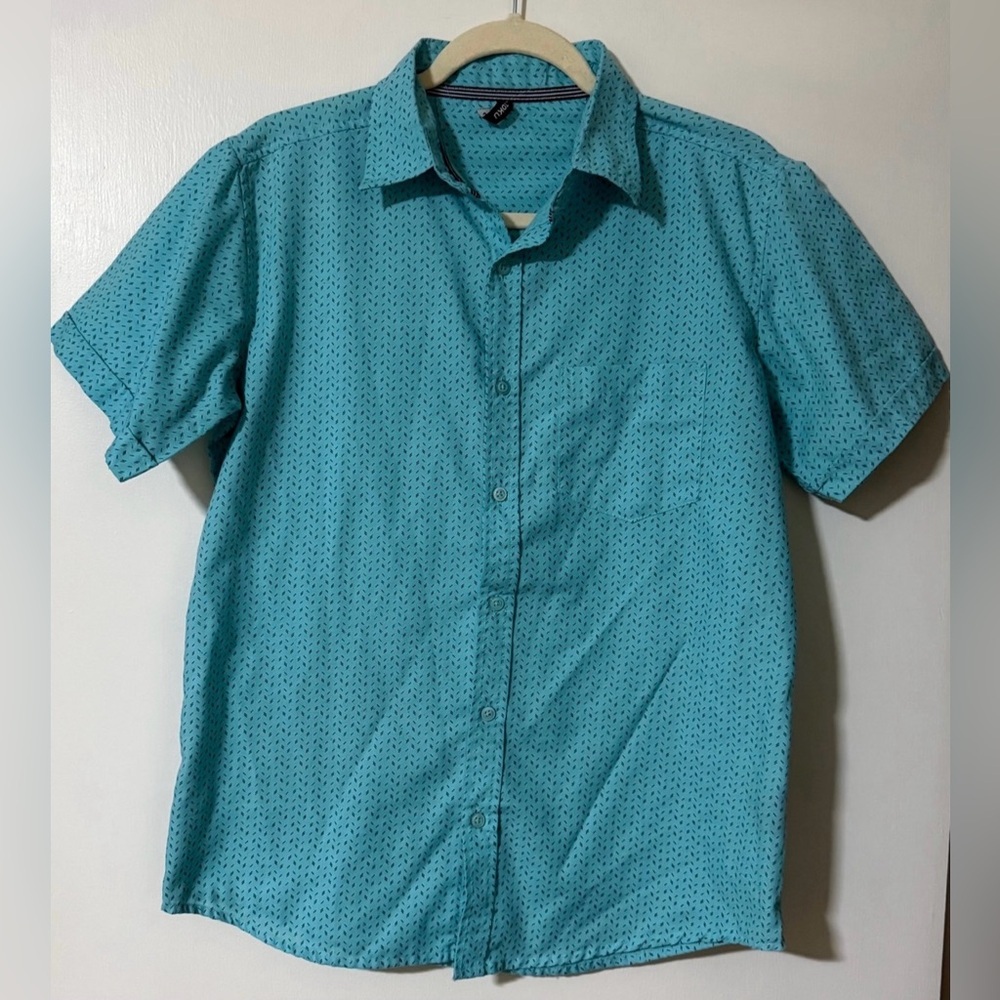 Aqua Short Sleeve Button Down Shirt